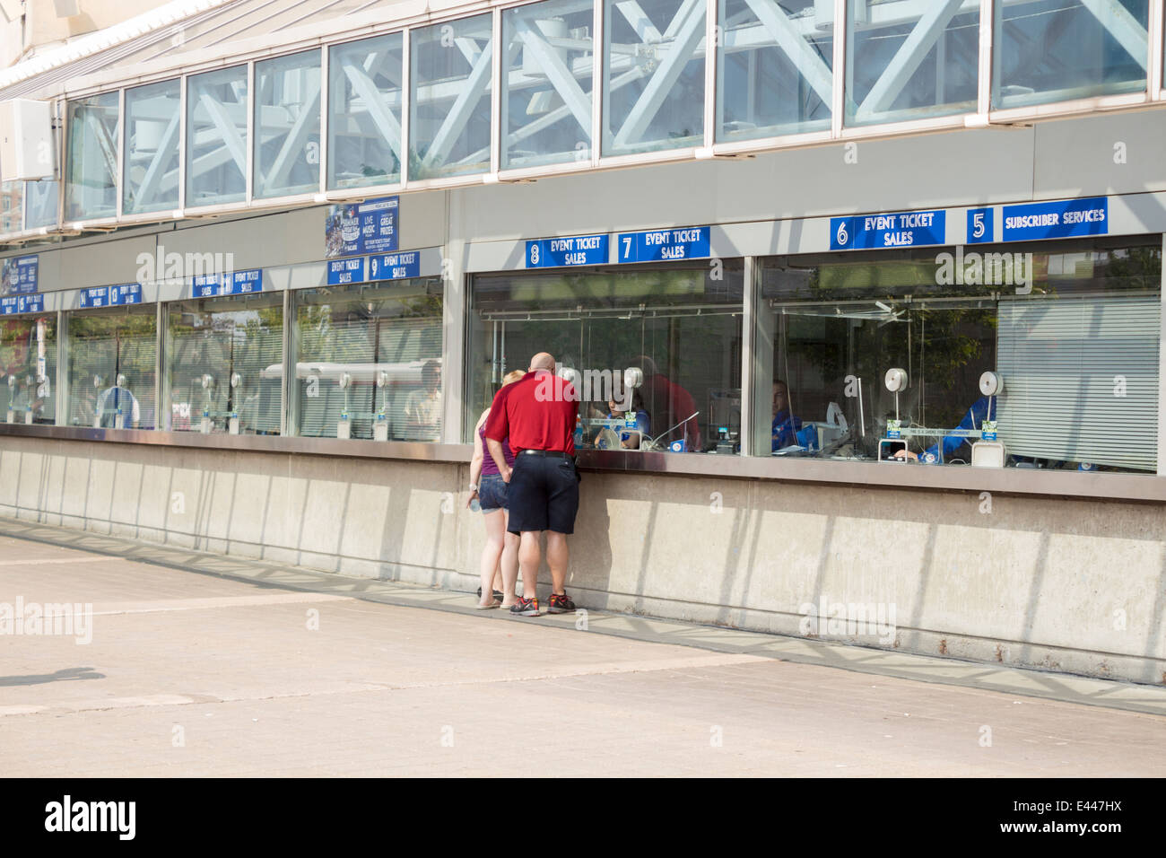 People purchasing tickets for a Blue Jays game at the Roger's Centre in downtown Toronto Ontario Canada Stock Photo