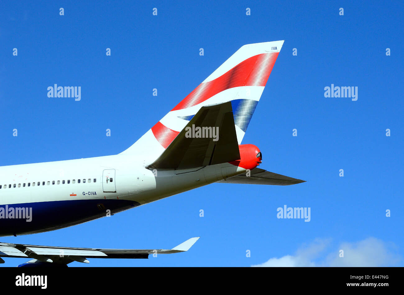 Tailplane of British Airways Jumbo jet Stock Photo