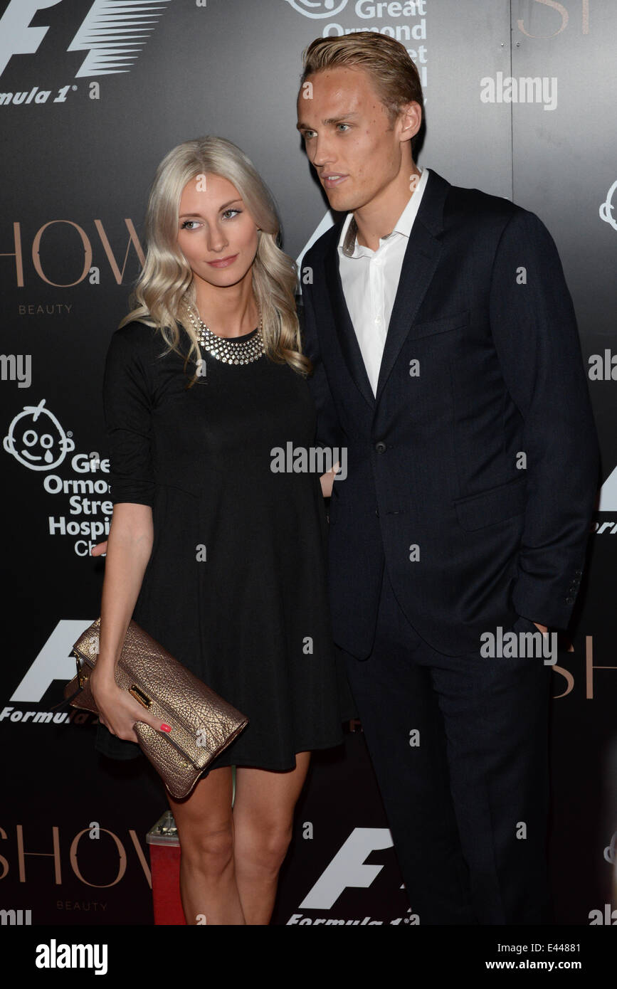 London, UK. 2nd July 2014. Max Chilton; Chloe Roberts attends The F1 Party in aid of the Great Ormond Street Children's Hospital at Victoria and Albert Museum on July 2, 2014 in London, England. Credit:  See Li/Alamy Live News Stock Photo