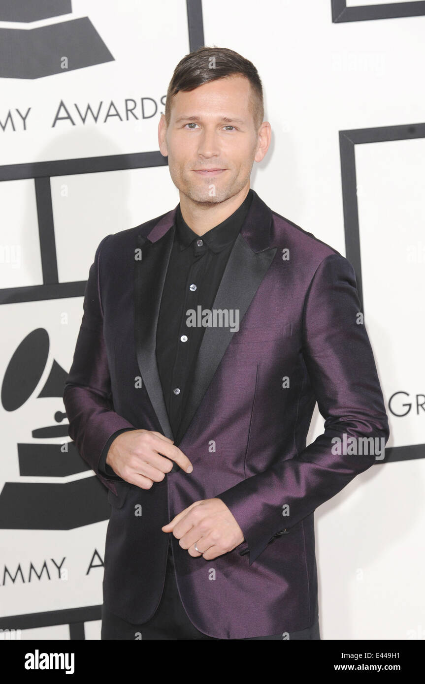 56th GRAMMY Awards - Arrivals  Featuring: Kaskade Where: Los Angeles, California, United States When: 26 Jan 2014 Stock Photo