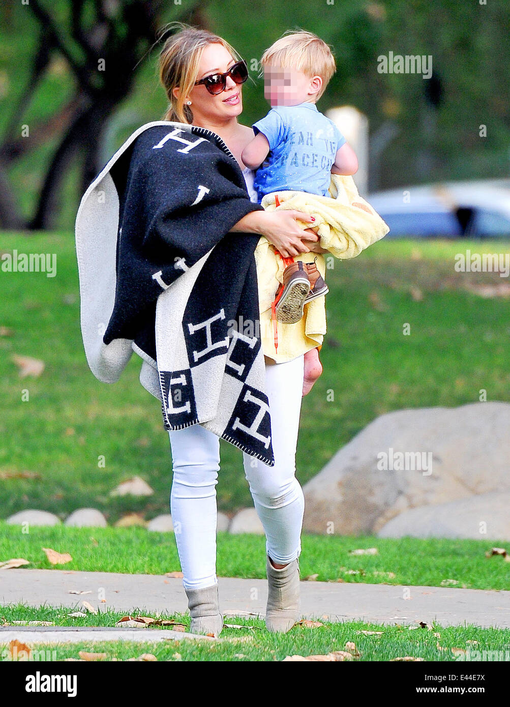 Hilary Duff spends quality time with her son Luca at a local park in