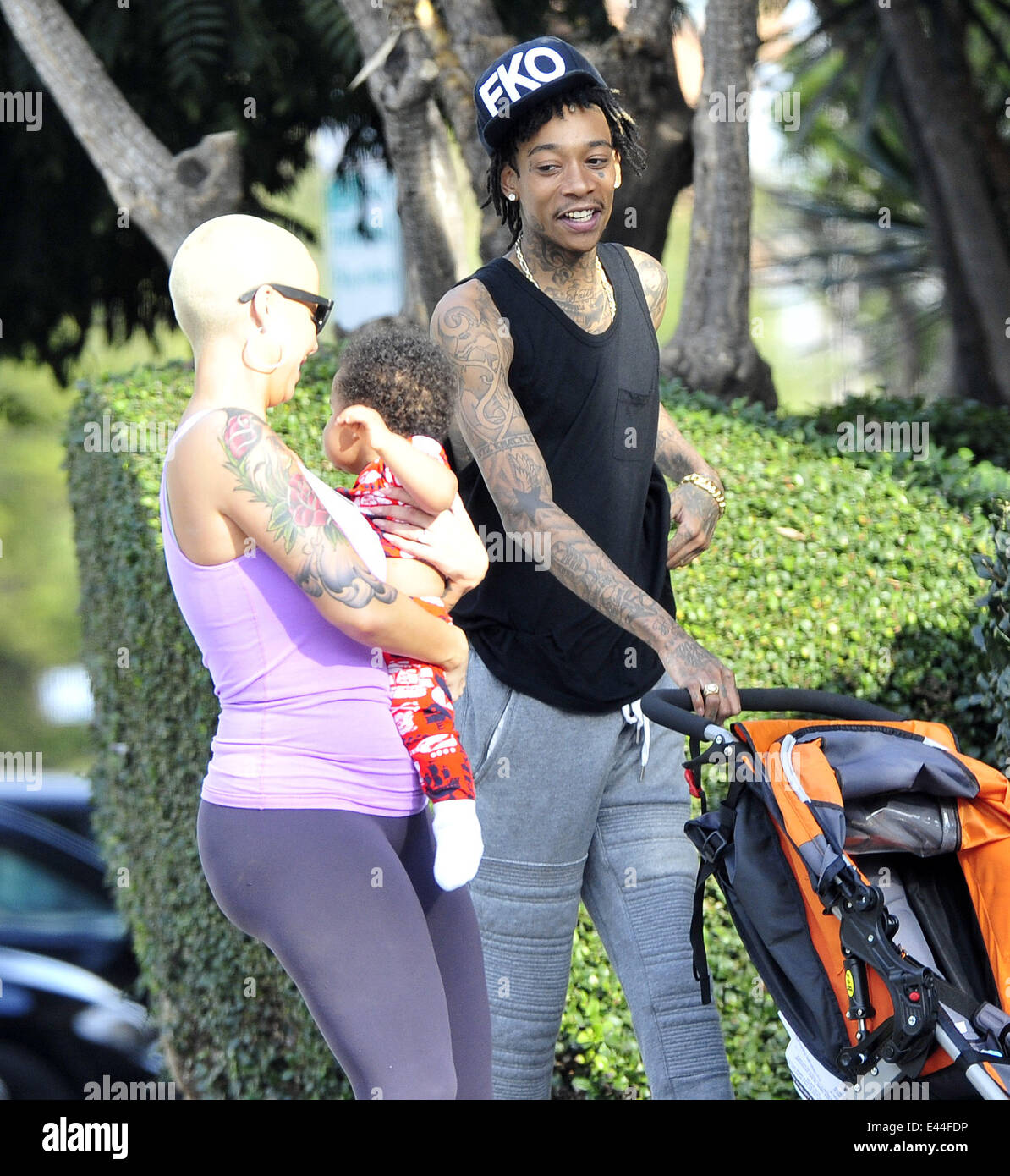 American rapper Wiz Khalifa takes his wife and son Sebastian on a hike