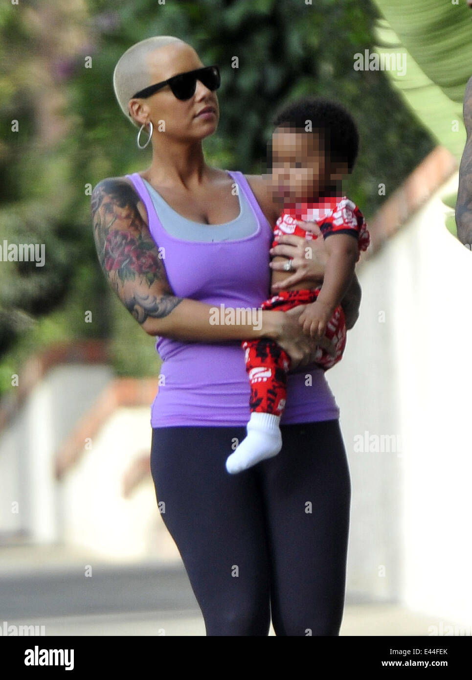 American rapper Wiz Khalifa takes his wife and son Sebastian on a hike ...