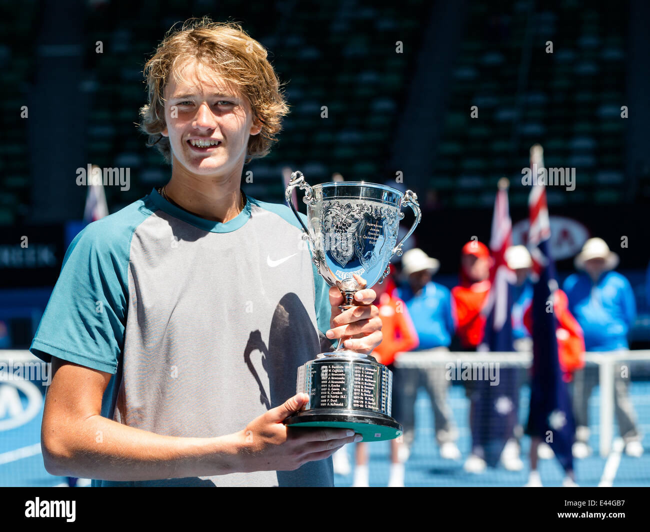 Australian Open Tennis 2014. Melbourne. Australia. Saturday 25.1.2014.  Alexander ZVEREV (Ger) beat Stefan KOZLOV (Usa)