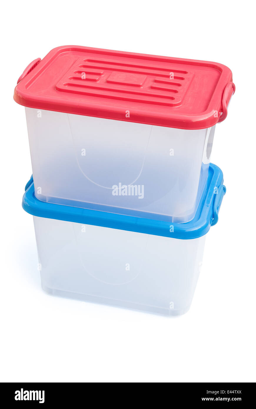 translucent storage boxes with clipping path Stock Photo