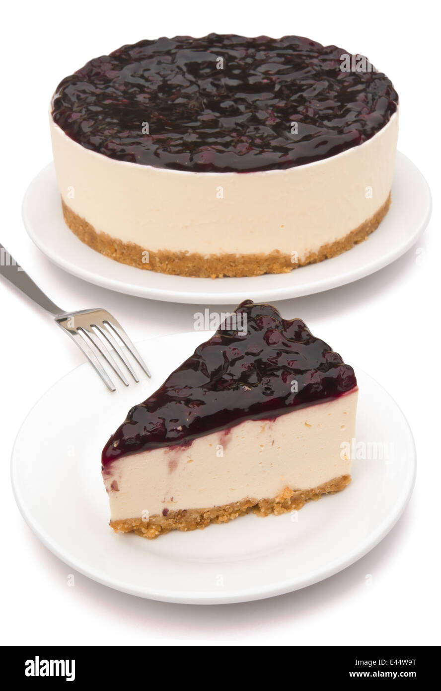 vertical composition-blue berry cheese cakes with clipping path Stock Photo