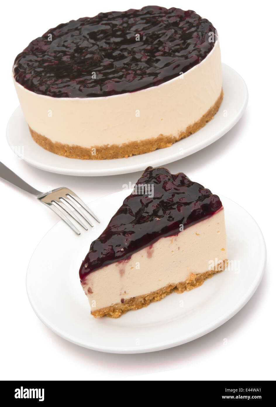 vertical composition-blue berry cheese cakes with clipping path Stock Photo