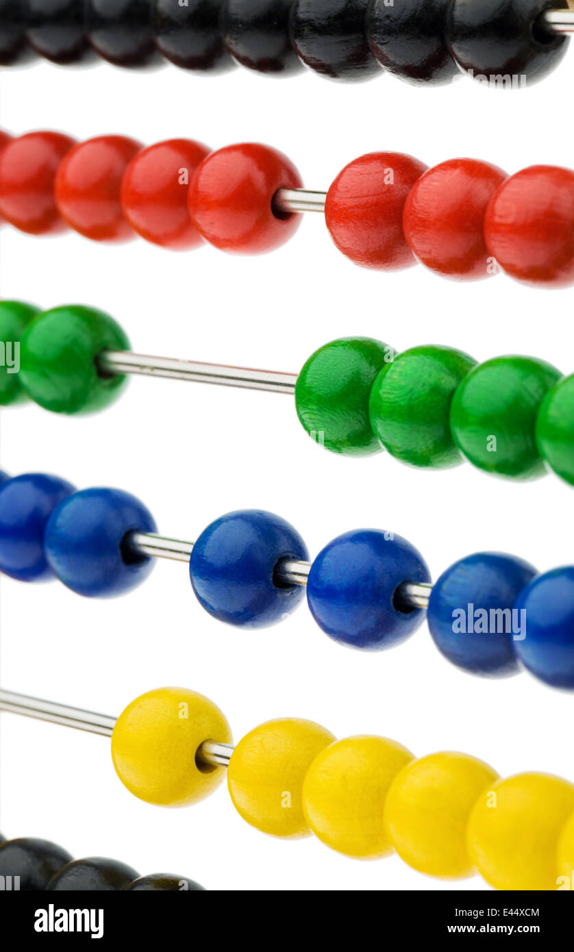 An abacus with colored beads as an assistance in counting Stock Photo
