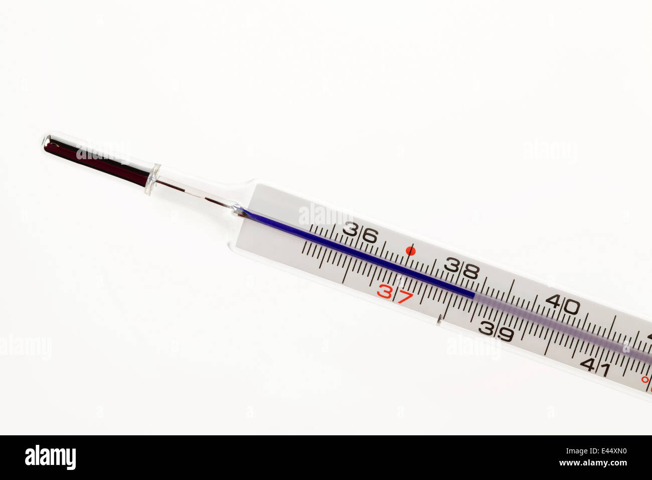 Thermometer with display of fever. Isolated from a white background Stock Photo