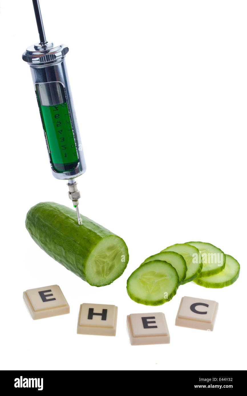 A cucumber as a symbol of EHEC disease Stock Photo
