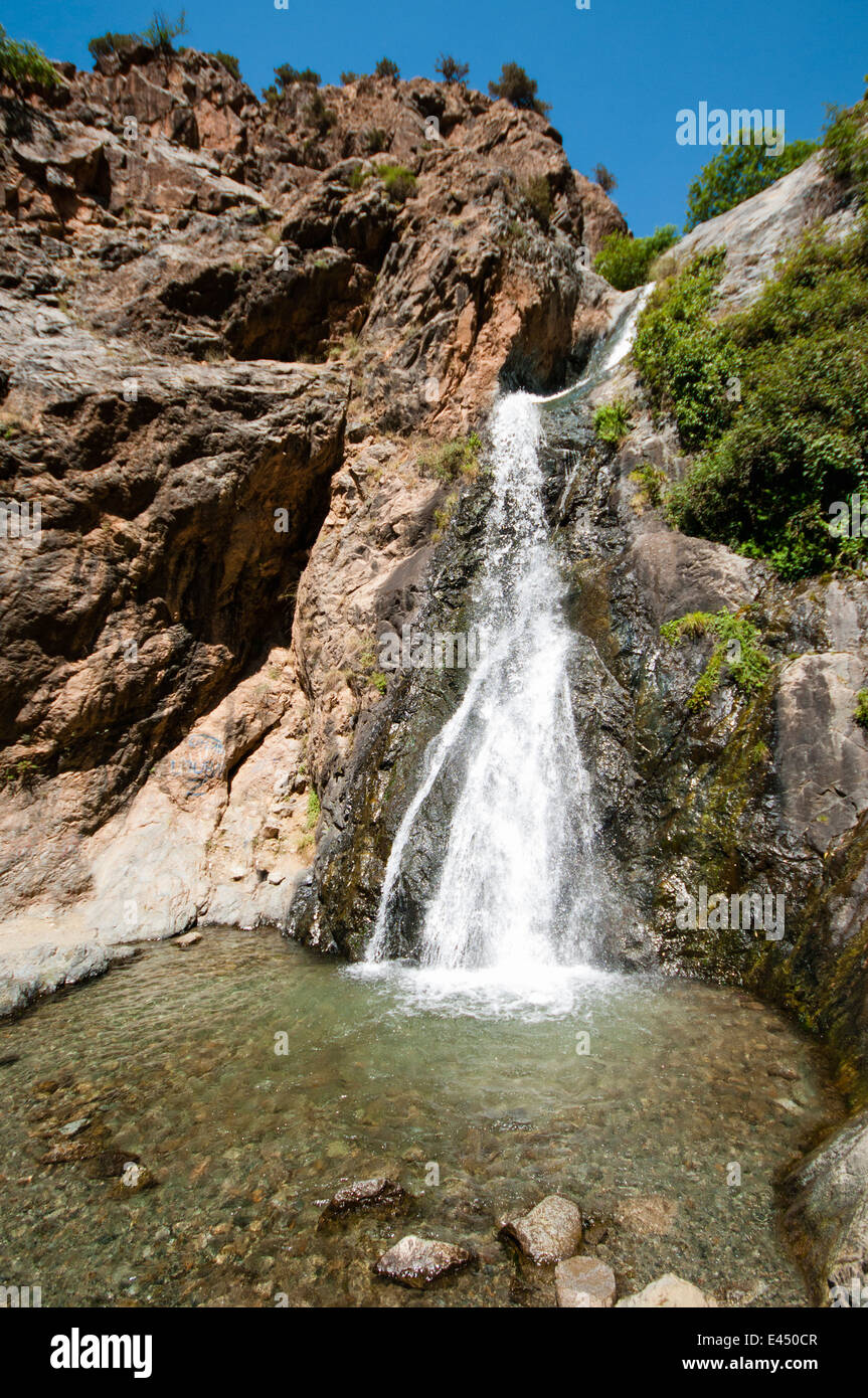Waterfall at Setti-Fatma, Ourika River, Ourika Valley, Atlas Mountains, Morocco Stock Photo