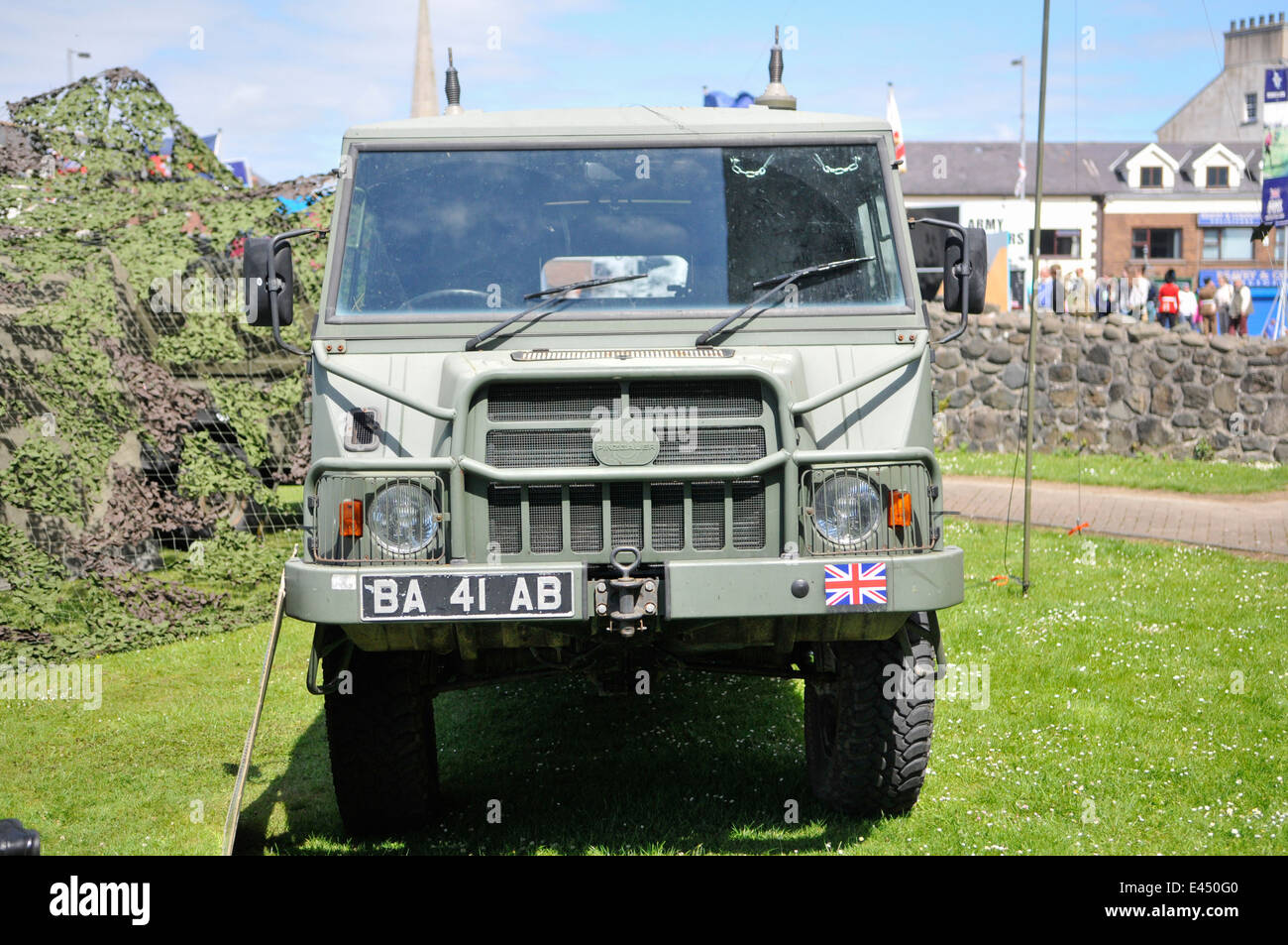 Pinzgauer 712M soft top, six wheel drive (6x6) high mobility military utility vehicle. Stock Photo