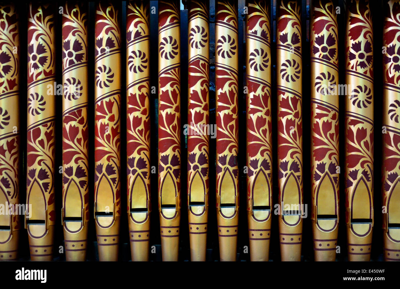 Rochester, Kent, England, UK. Organ pipes inside the cathedral Stock Photo