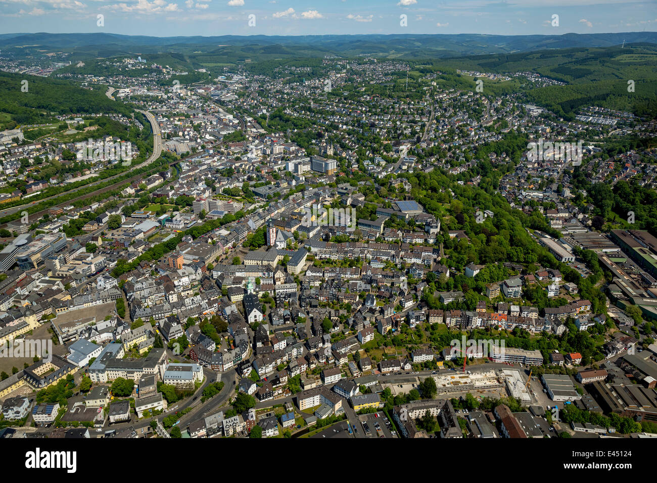 Aerial view, Siegberg, castle mount, Siegen, North Rhine-Westphalia, Germany Stock Photo