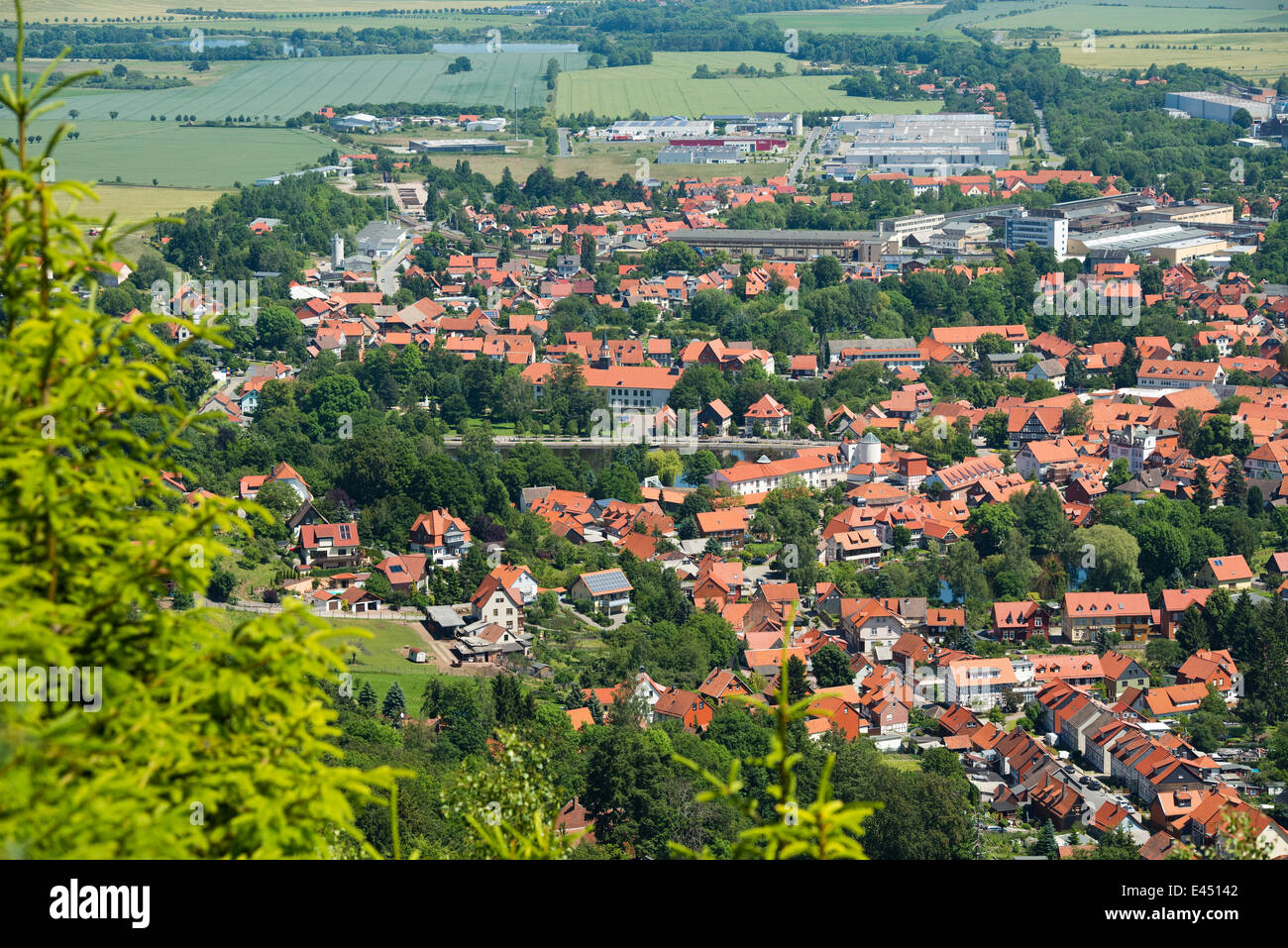 View of the town of Ilsenburg, Harz, Saxony-Anhalt, Germany Stock Photo