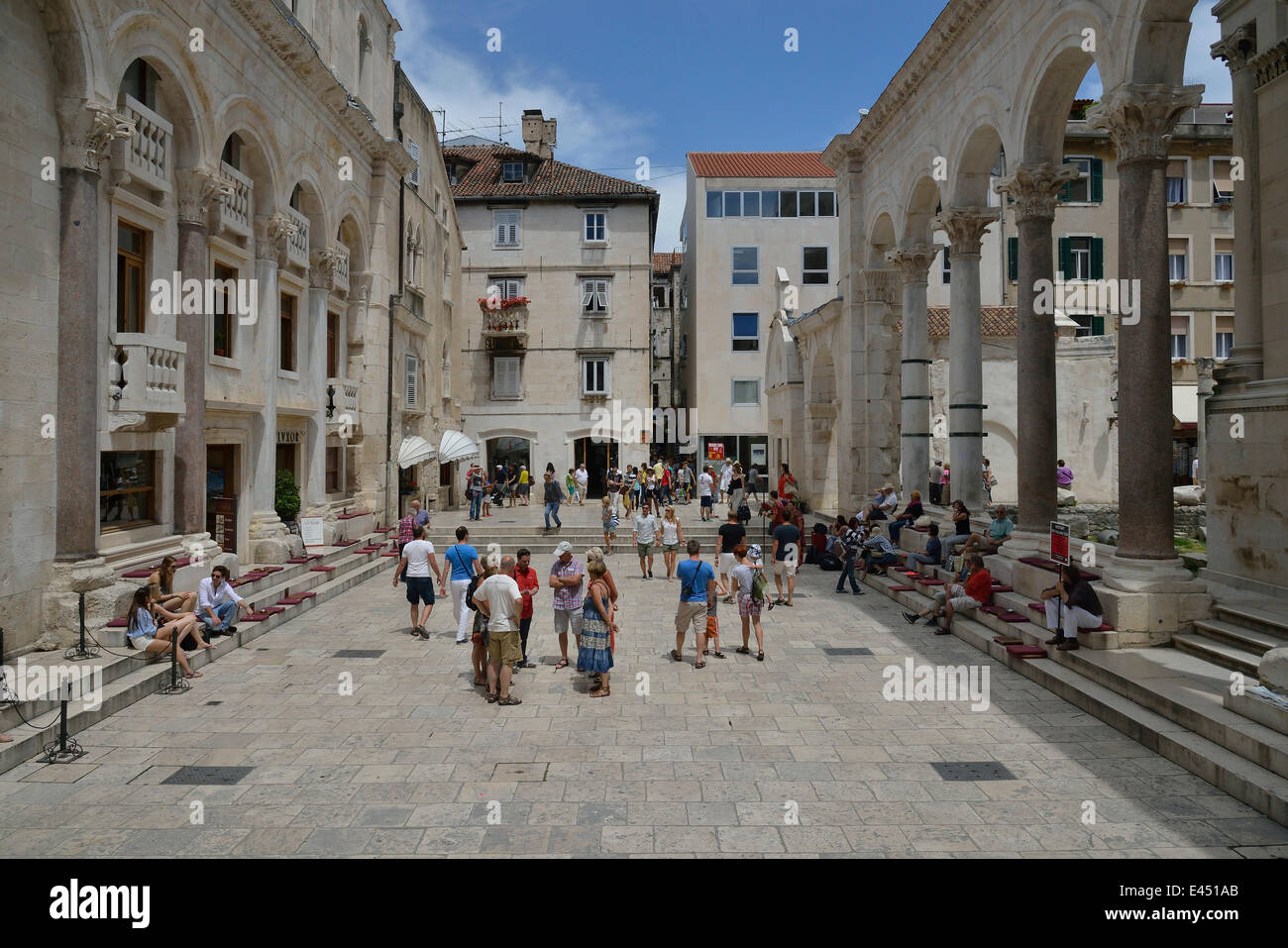 Peristyle, rectangular courtyard, in front of the Cathedral of Saint Domnius, also Saint Dujam or Saint Duje, 10th century Stock Photo