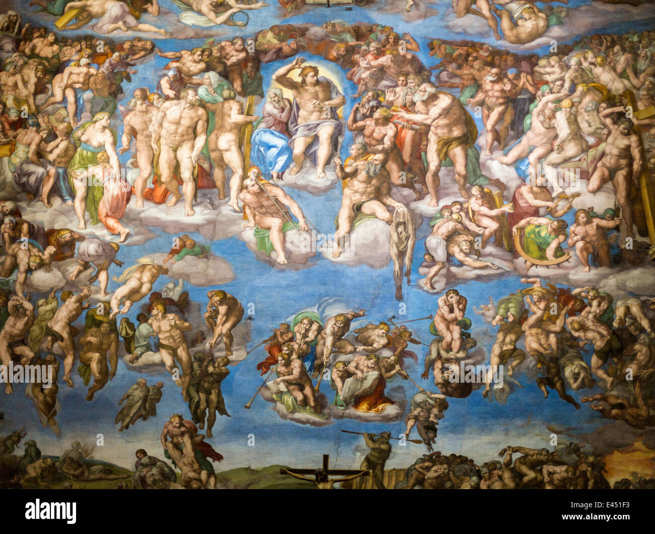 The Last Judgement, mural painting by Michelangelo in the Sistine Chapel, Vatican Museums, Vatican, Rome, Lazio, Italy Stock Photo