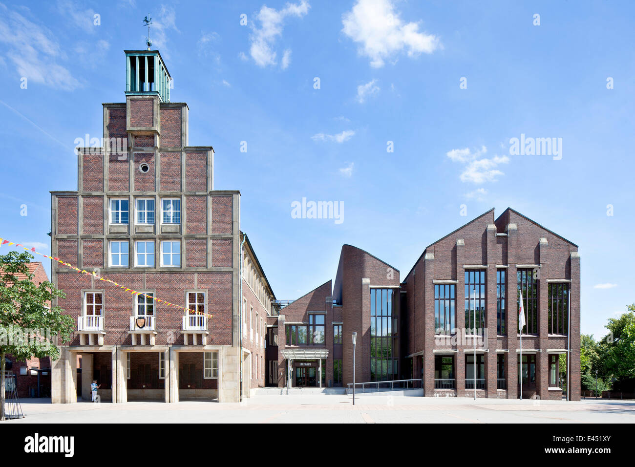 Old and new town hall, Ahaus, Münsterland, North Rhine-Westphalia, Germany Stock Photo