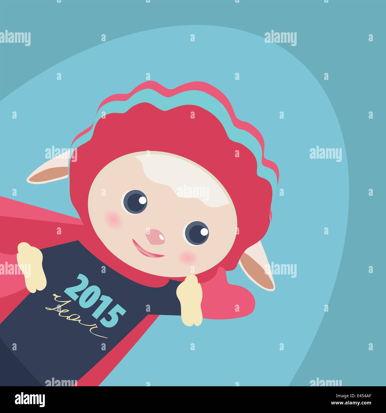 New Year illustration of a cute Super Hero sheep Stock Photo