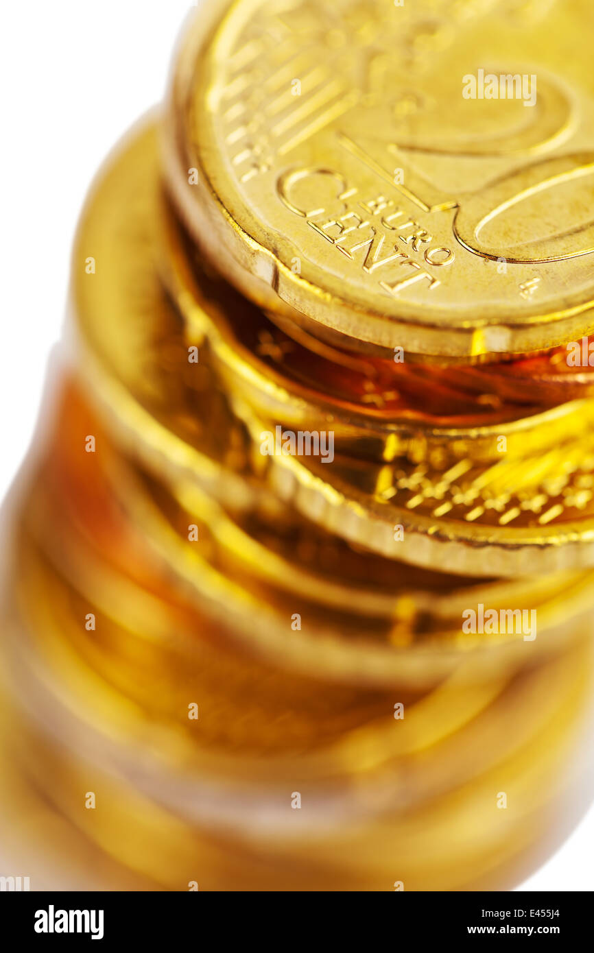 A stack of coins of euro cents. Isolated on white background Stock ...