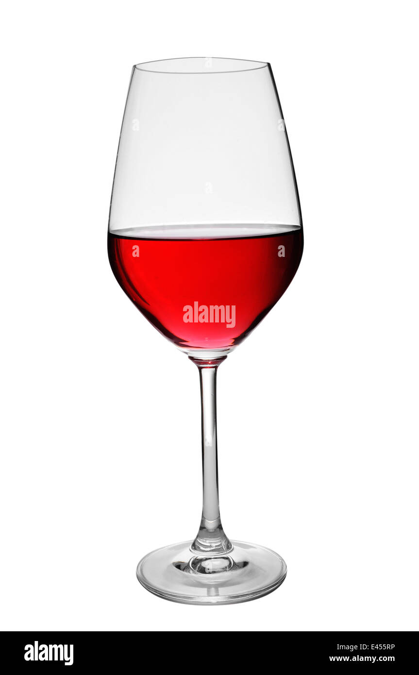 a glass with red wine on a white background Stock Photo - Alamy