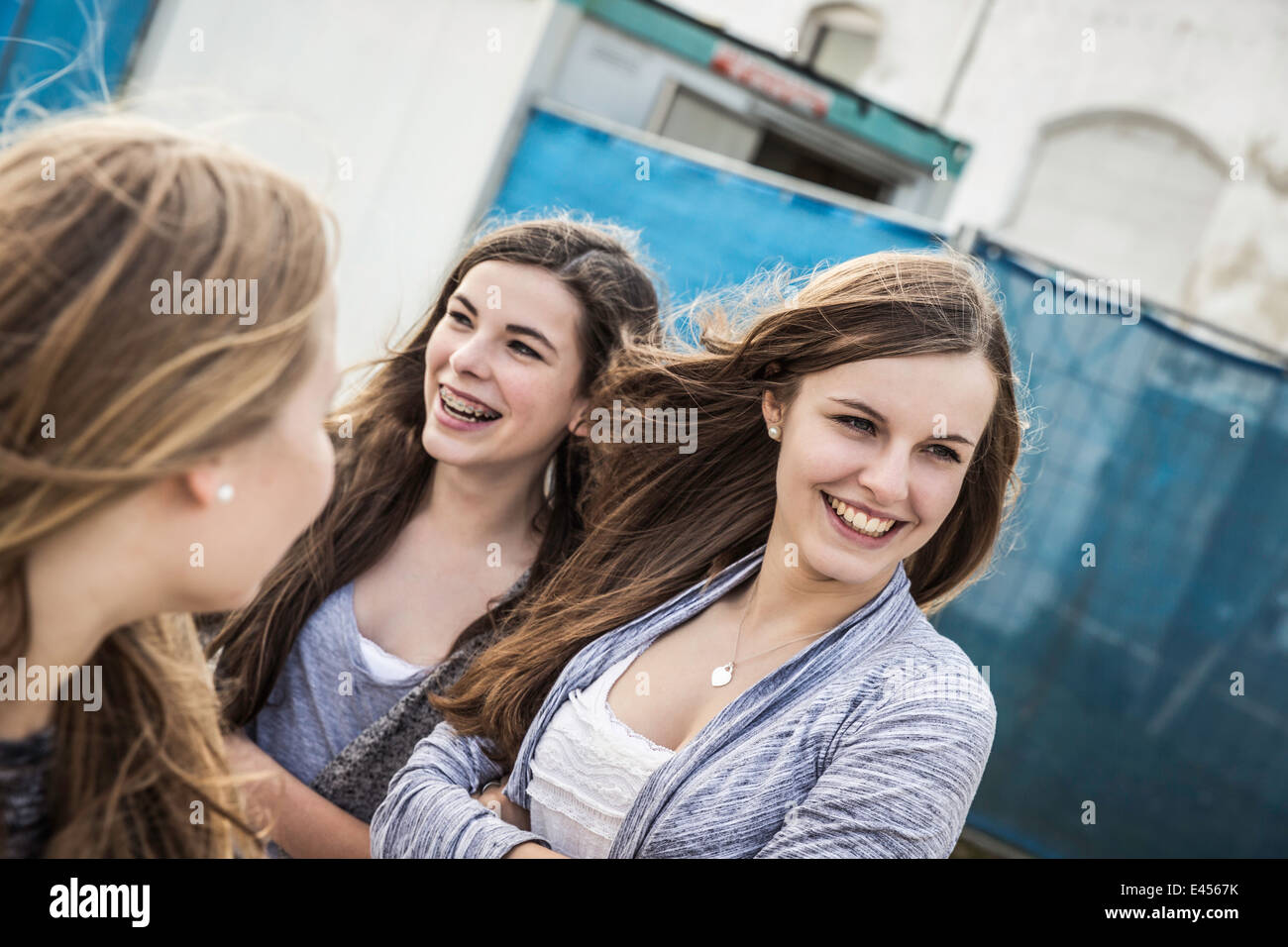 Happy teenage girls hanging out Stock Photo