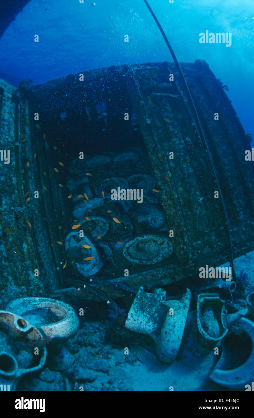 Container of toilets spilled in to the Red Sea Stock Photo