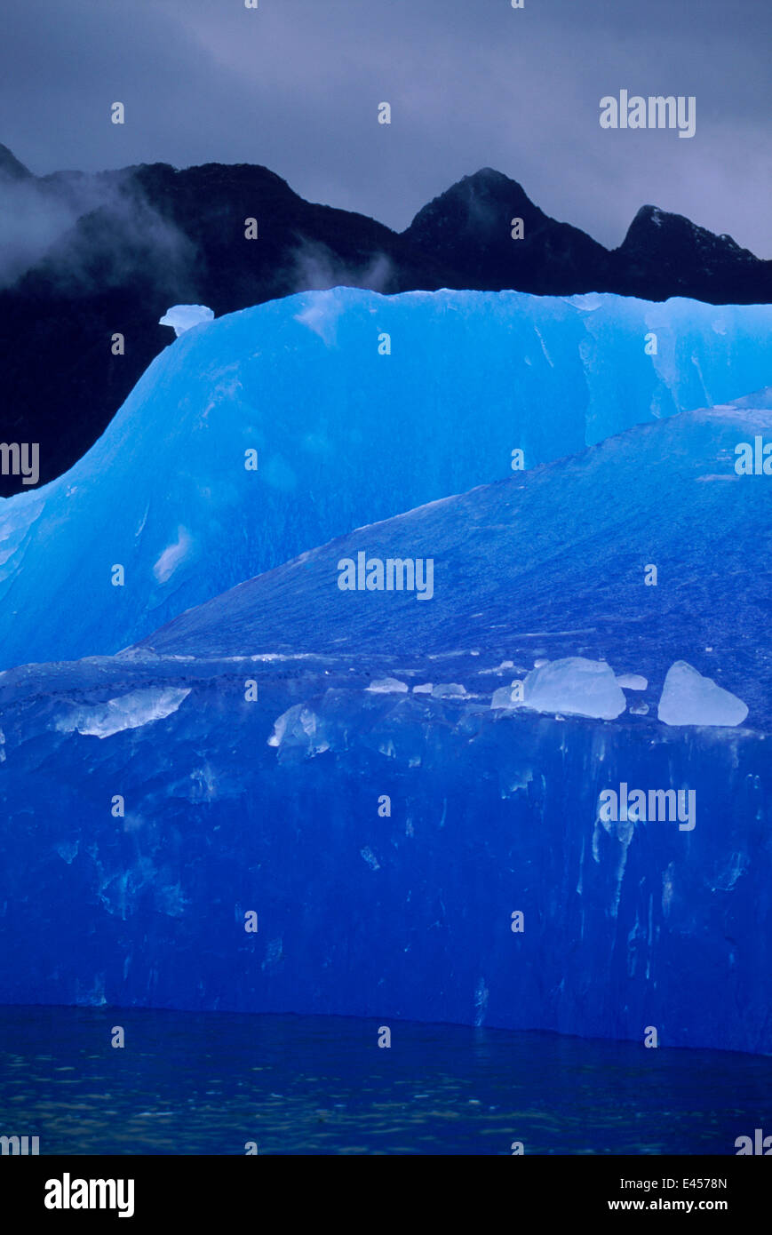 Blue ice, San Raphael glacier, Chile, South America Stock Photo