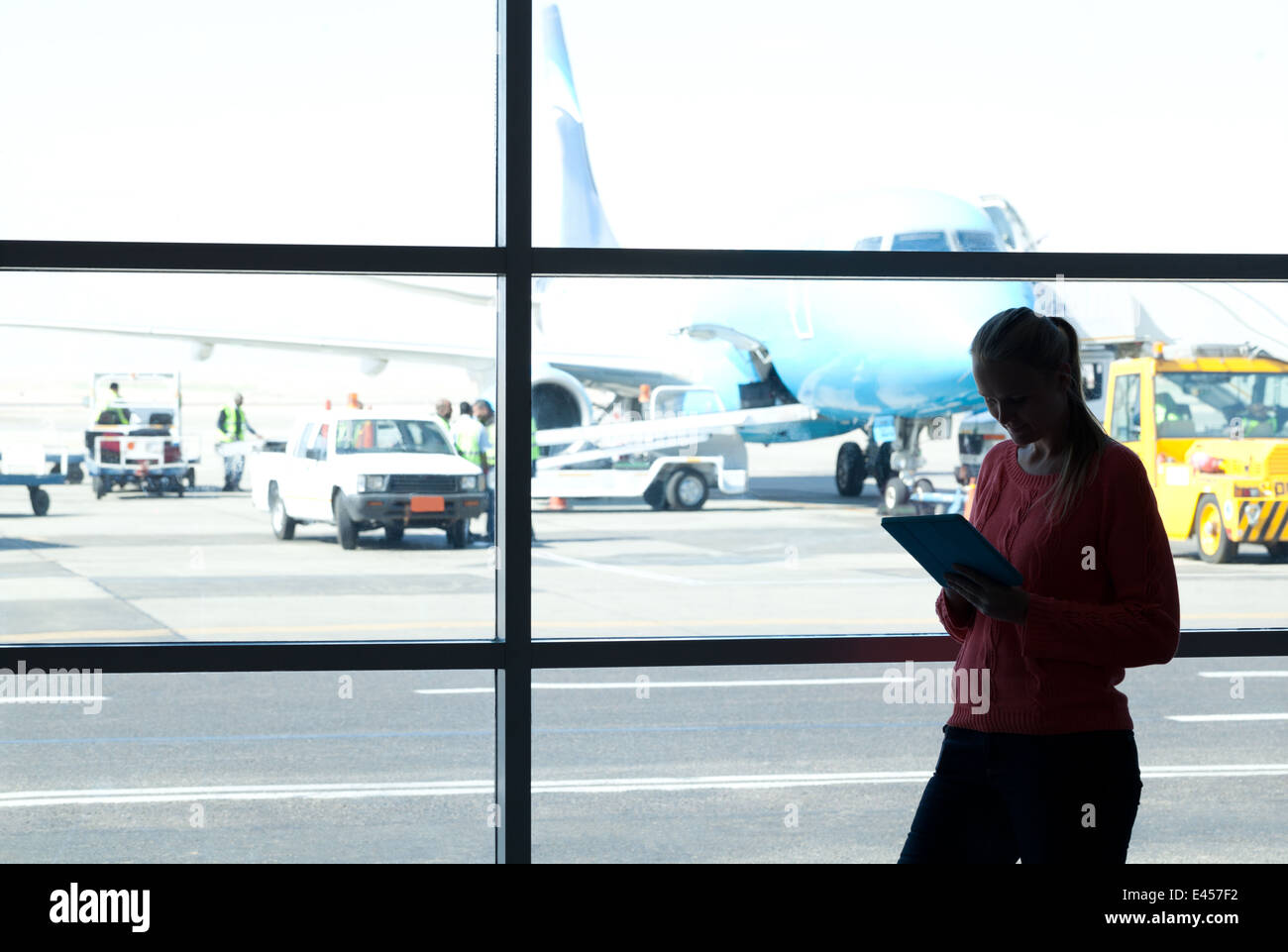 Using pad at the airport Stock Photo Alamy
