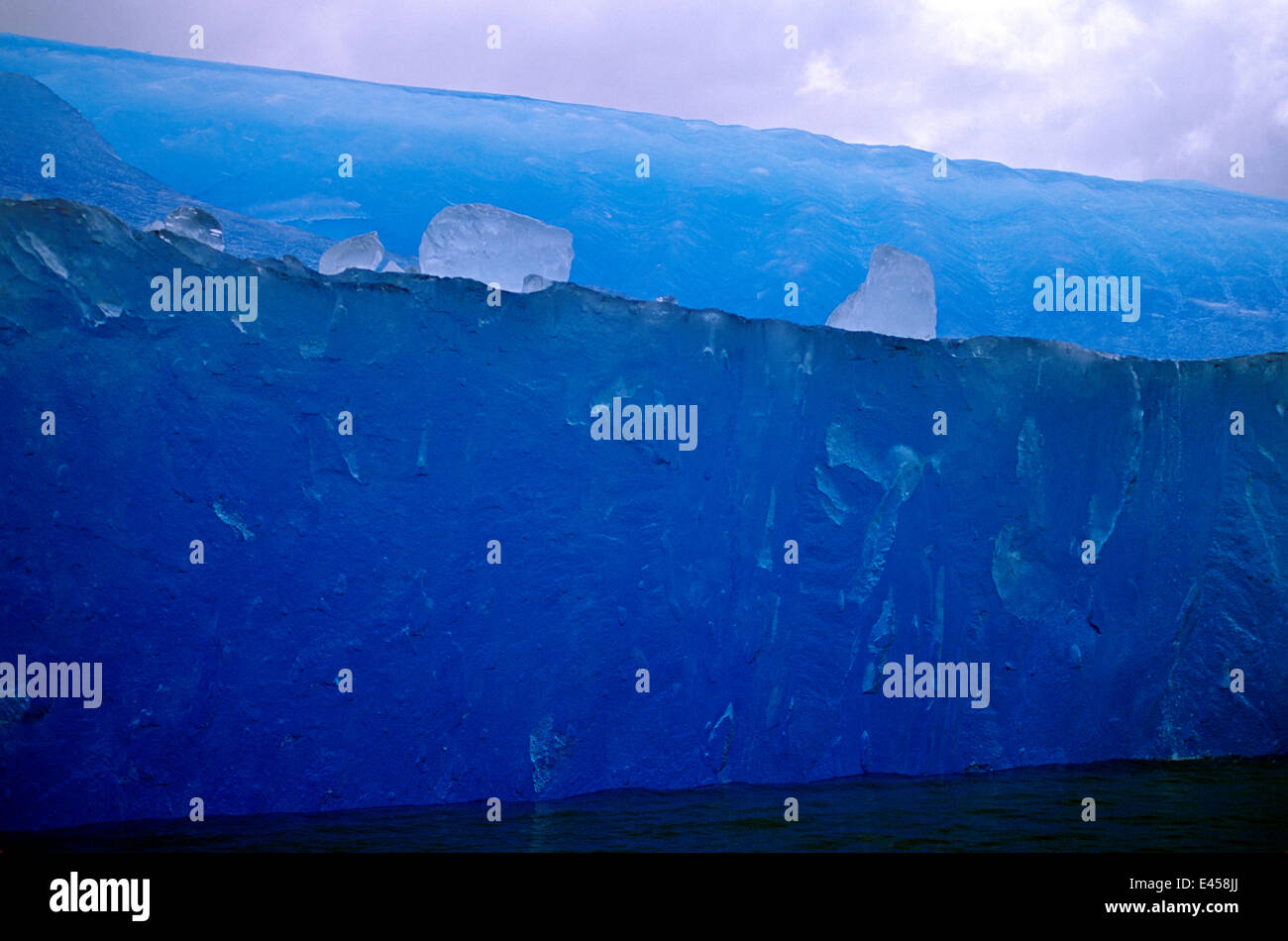 Blue iceberg at San Raphael Glacier, Chilean Fjords, Chile, South America Stock Photo