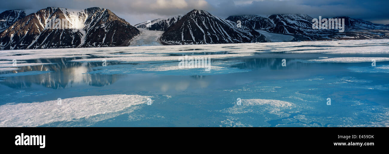 High arctic landscape in spring, -40 degrees C, Bylot Is, Baffin Is ...