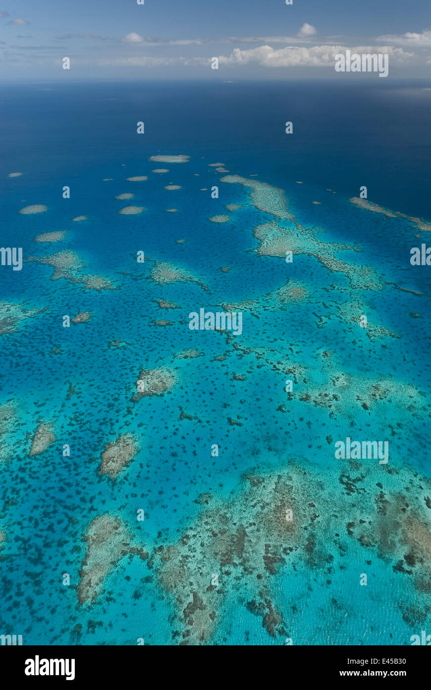 Aerial view of the Great Barrier Reef. Agincourt Reefs, off Port