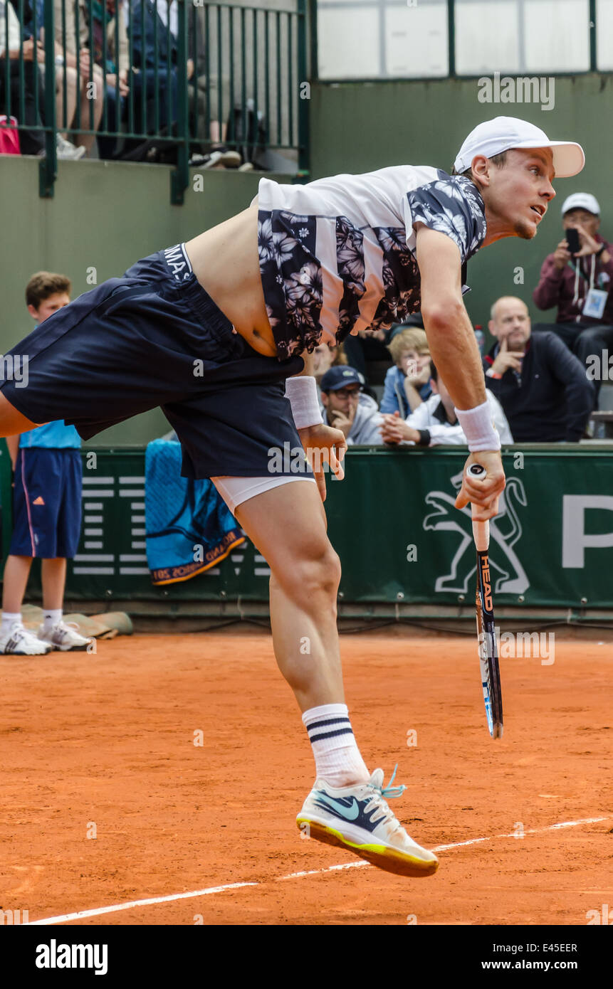 Tomas Berdych in third round match, Roland Garros 2014 Stock Photo - Alamy