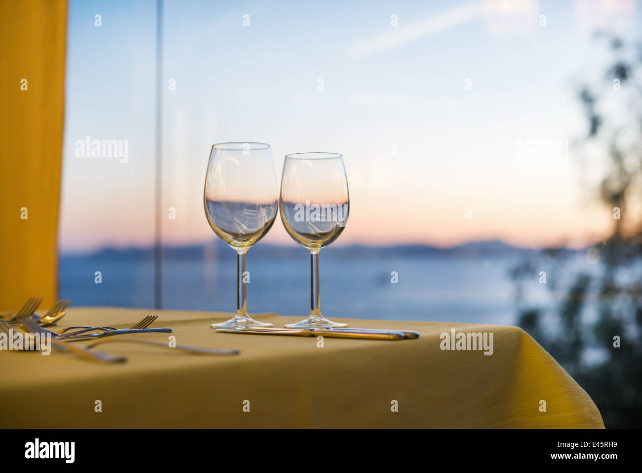 Two glasses against a sea Stock Photo