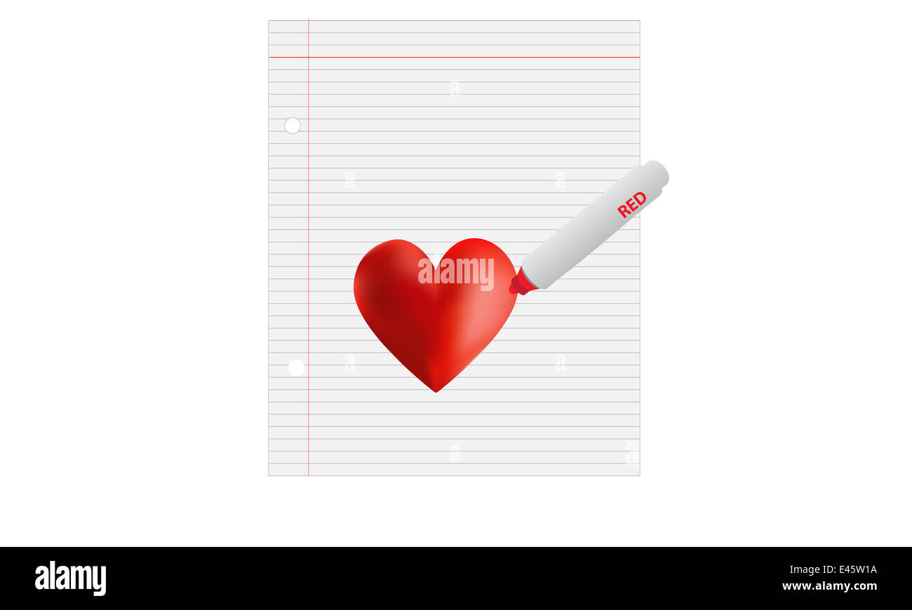 Lined Paper with Heart Stock Photo