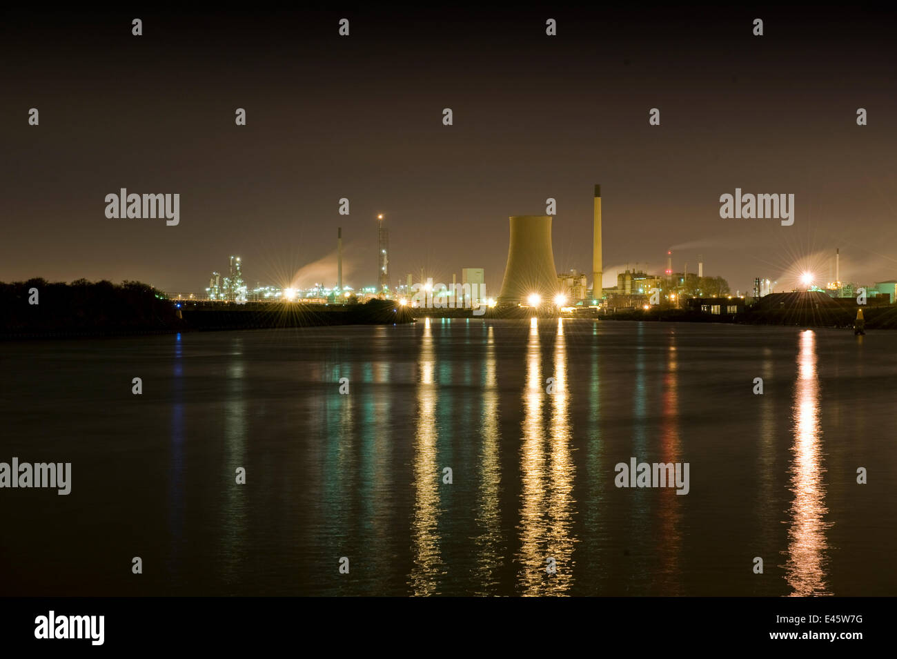 Looking along the Manchester Ship Canal towards Shell's, Stanlow