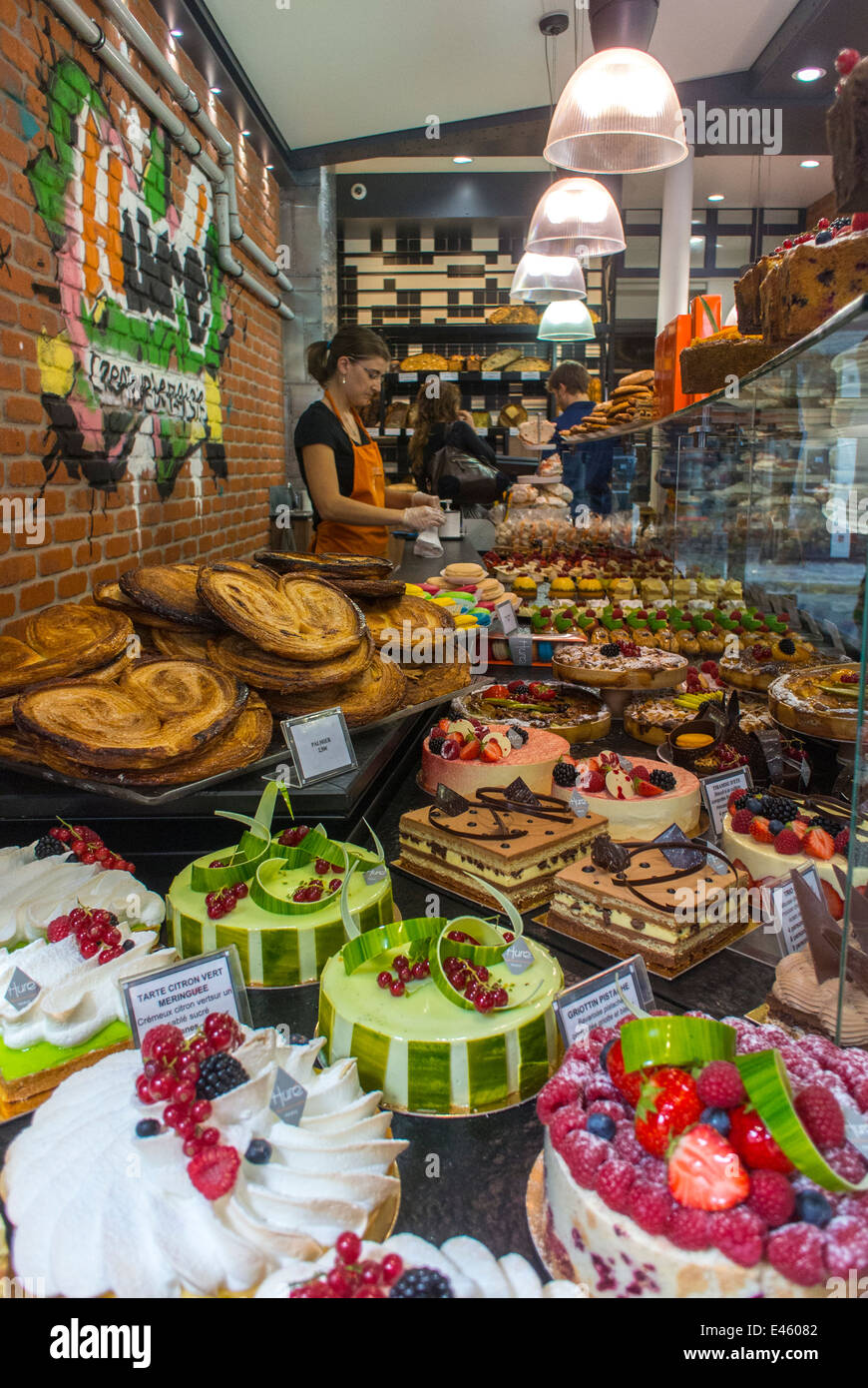 Paris, France, Shopping in the Marais Area, Stores, French Bakery Patisserie Shop Window, French