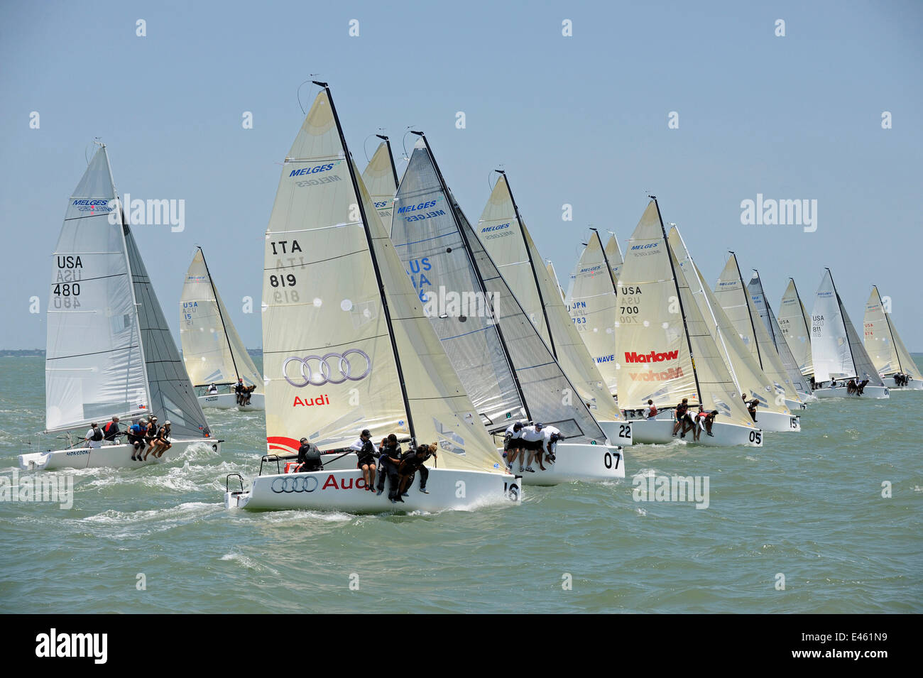 Fleet racing on day two of the Melges 24 World Championships, Corpus