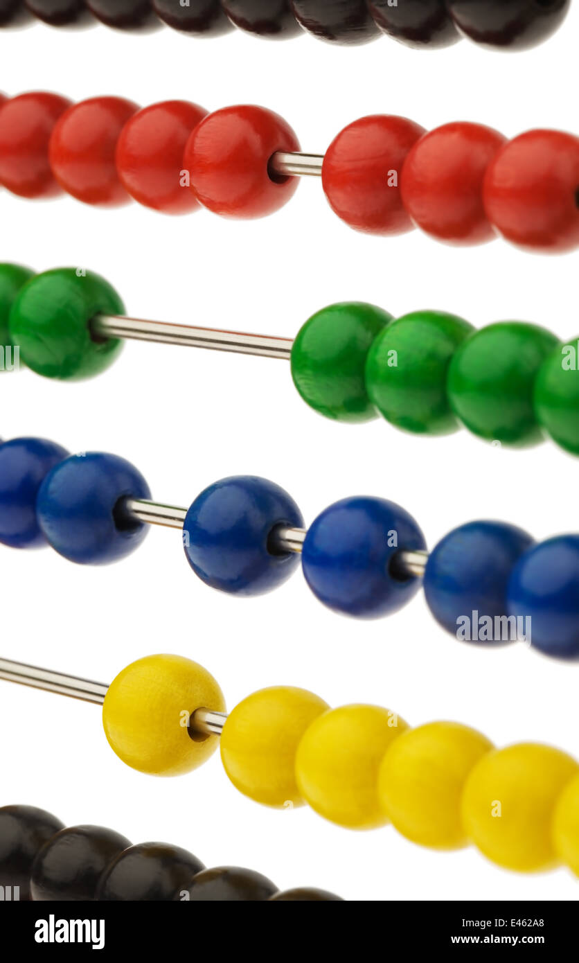 An abacus with colored beads as an assistance in counting Stock Photo