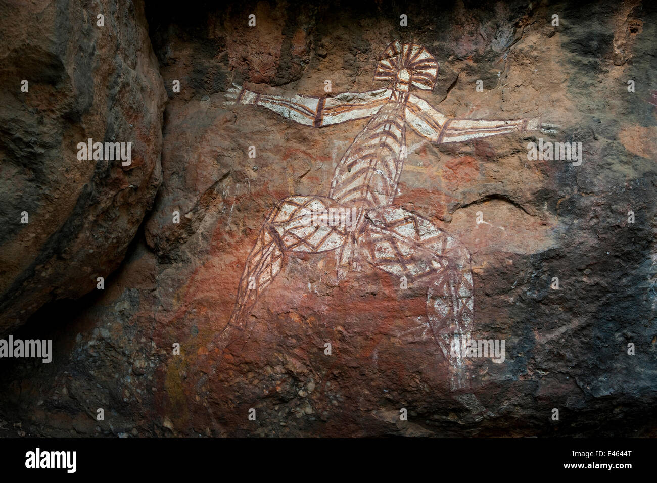 Aboriginal Rock Art / depicting human figure / Anbangbang Gallery / Nourlangie Range / Kakadu National Park, Northern Territory, Australia Stock Photo