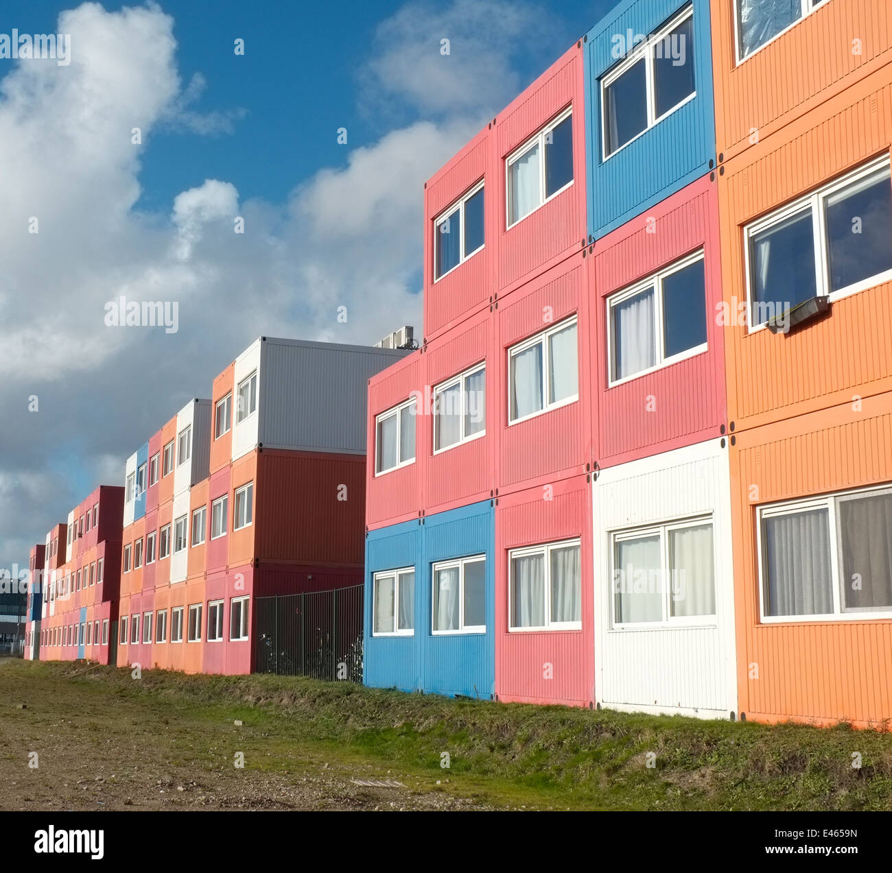 CONTAINERS USED FOR STUDENT HOUSING AT NDSM WERF IN NORTH AMSTERDAM