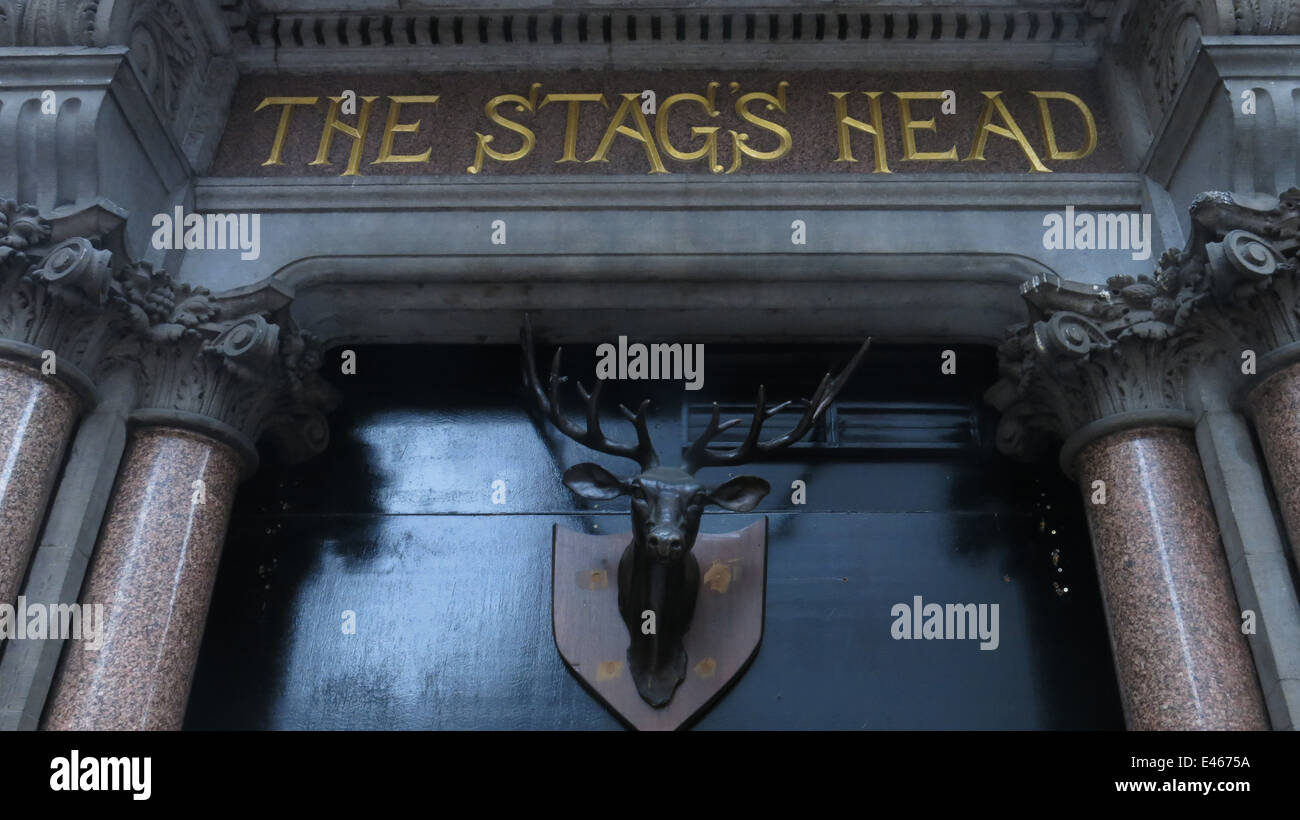 The Stag's Head pub. Image of the pre-production of an on the street set for Victorian horror tv series 'Penny Dreadful'. Stock Photo