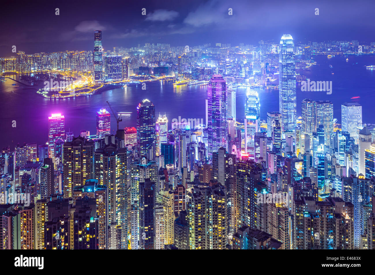 Hong Kong, China city skyline from Victoria Peak. Stock Photo