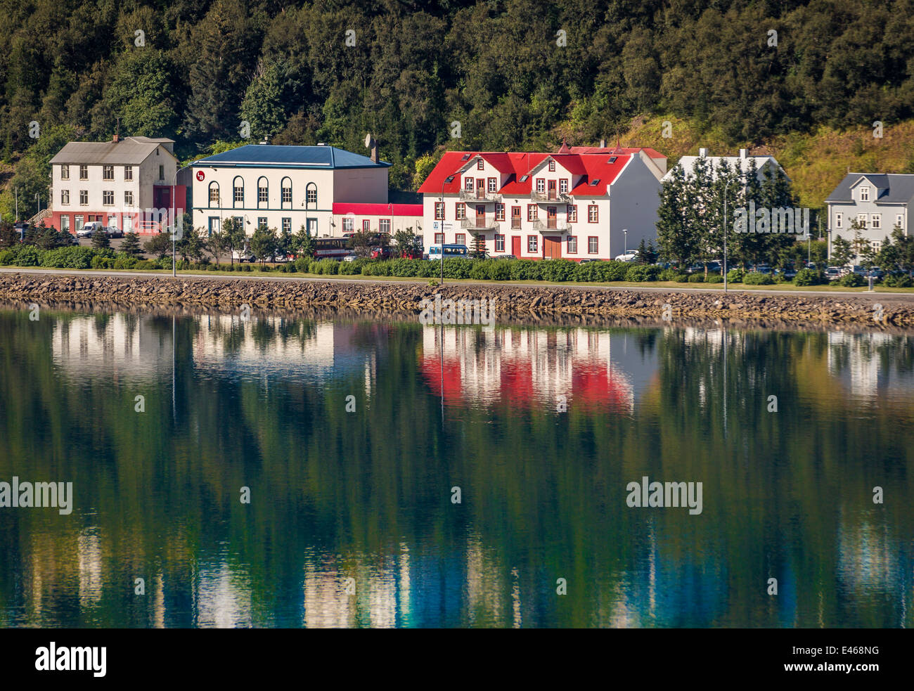 Commercial buidlings,Homes and Apartments, Akureyri, Iceland Stock Photo