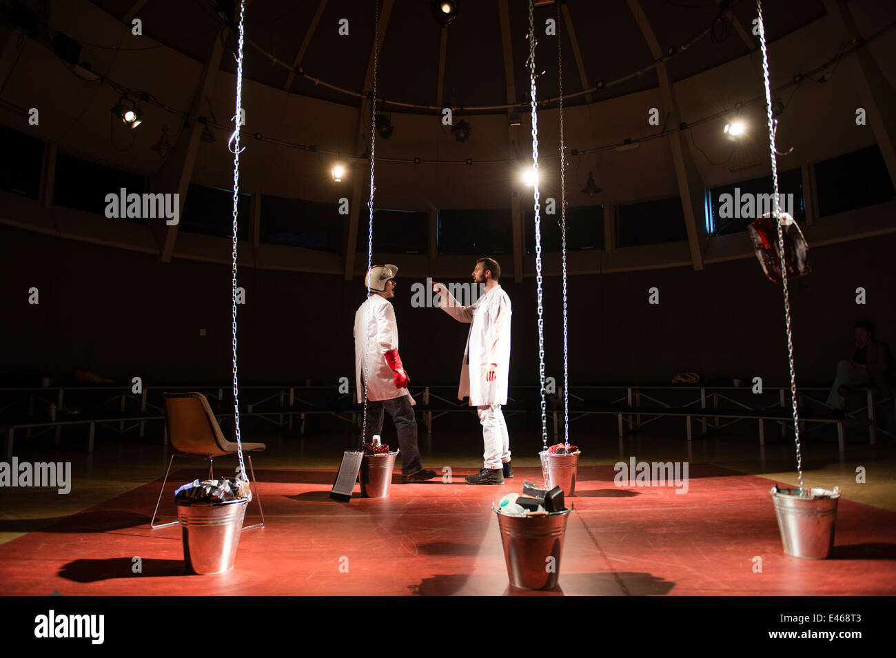 Two actors (Run Amok Theatre Company) performing 'Flowers of the Dead