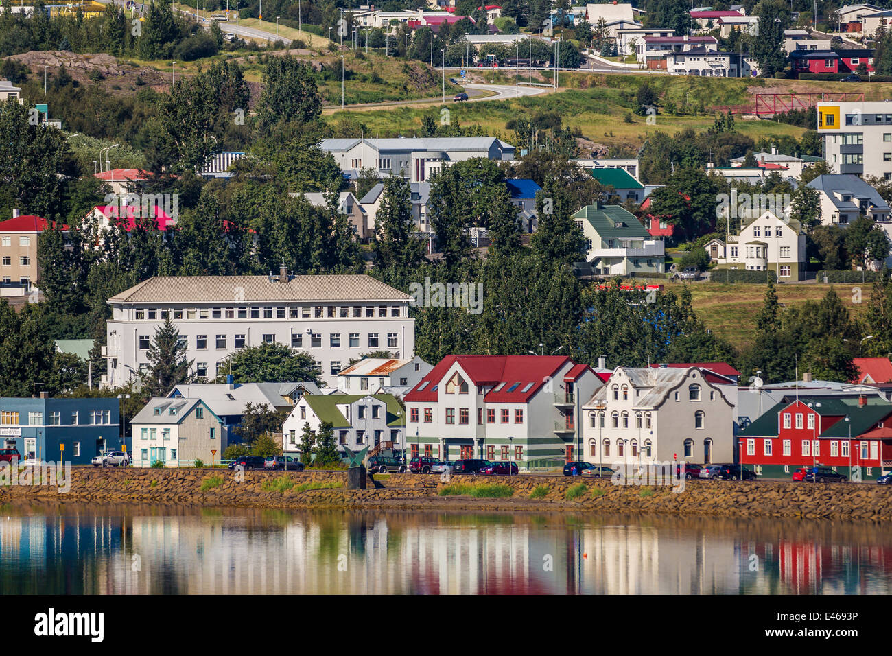 Homes and Apartments, Akureyri, Iceland Stock Photo