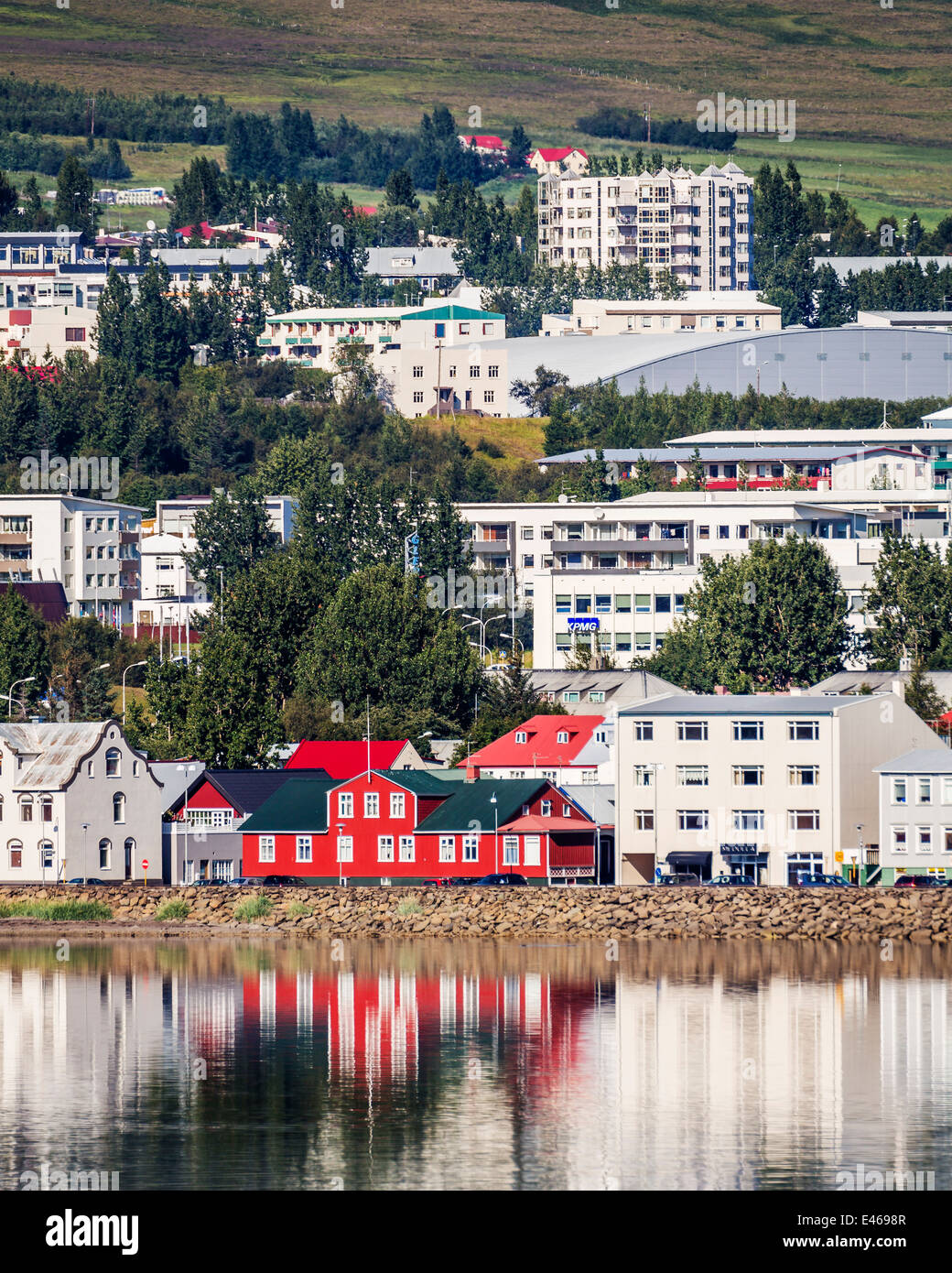 Homes and Apartments, Akureyri, Iceland Stock Photo