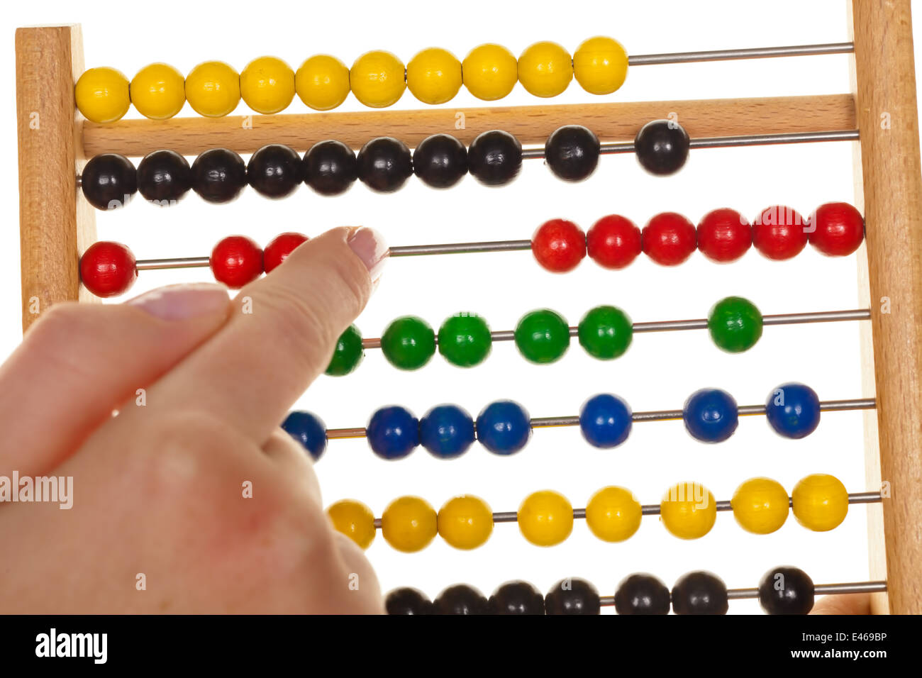 An abacus for learning mathematics. against a white background Stock Photo