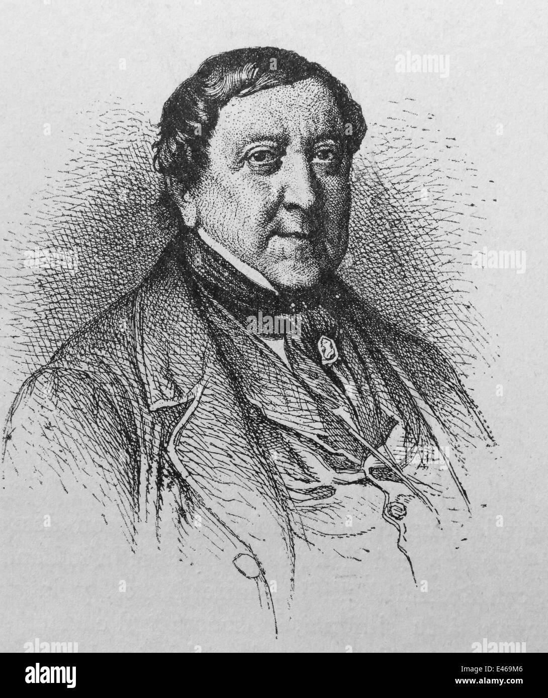 Gioachino Rossini (1792-1868). Italian composer. Engraving, 1917. Stock Photo