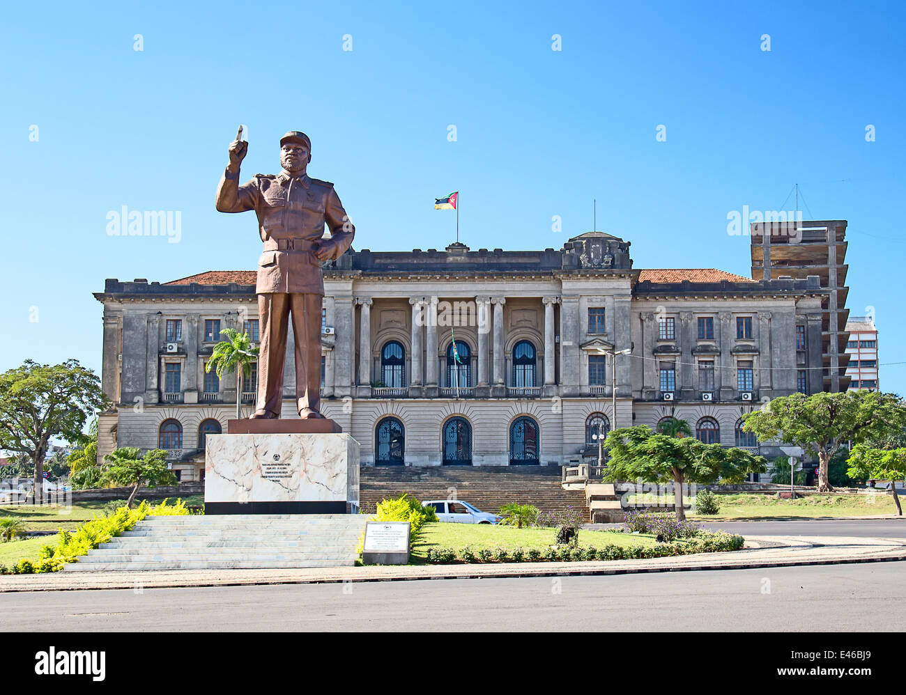 City hall and statue of Michel Samora in Maputo, Mozambique Stock Photo